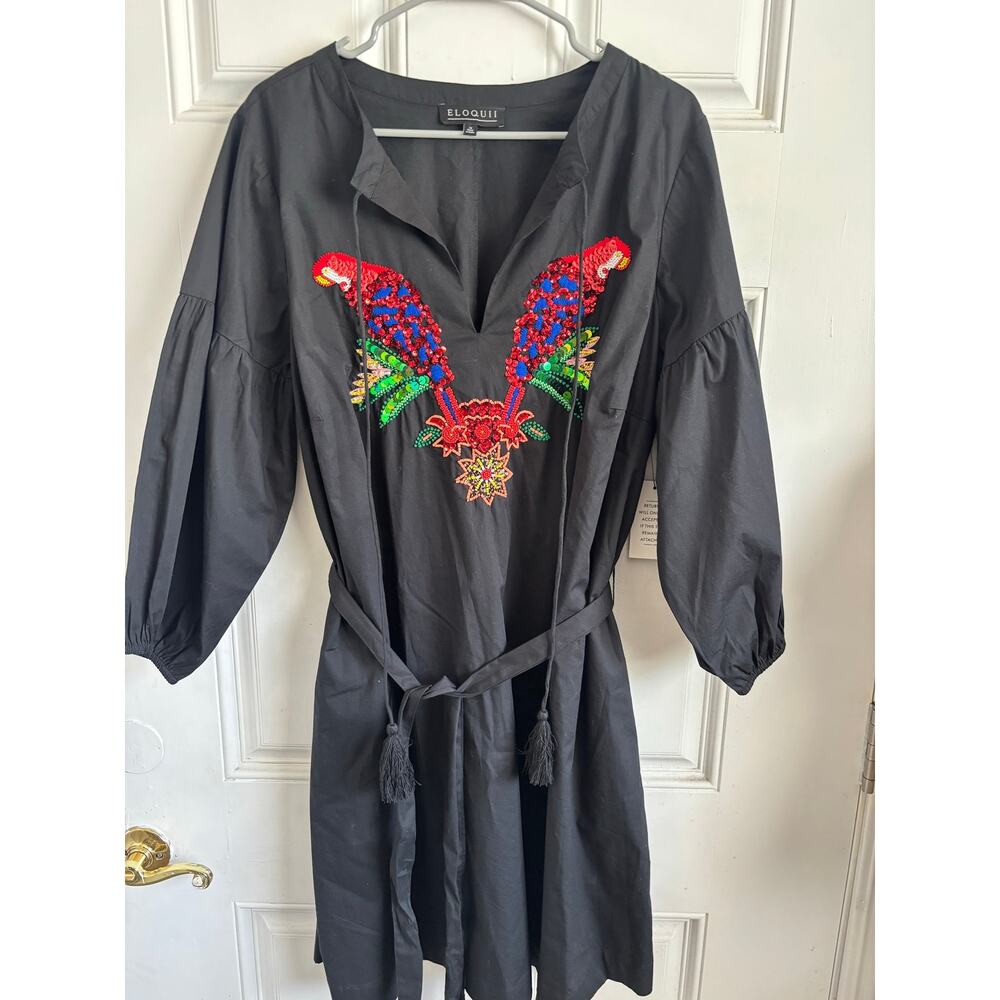 NWT ELOQUII sequin parrot puff sleeve dress size 18